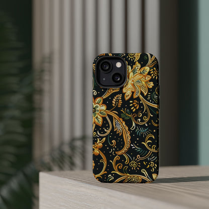 Floral Gold Scroll Magnetic Impact - Resistant Phone Case - DIGITAL X