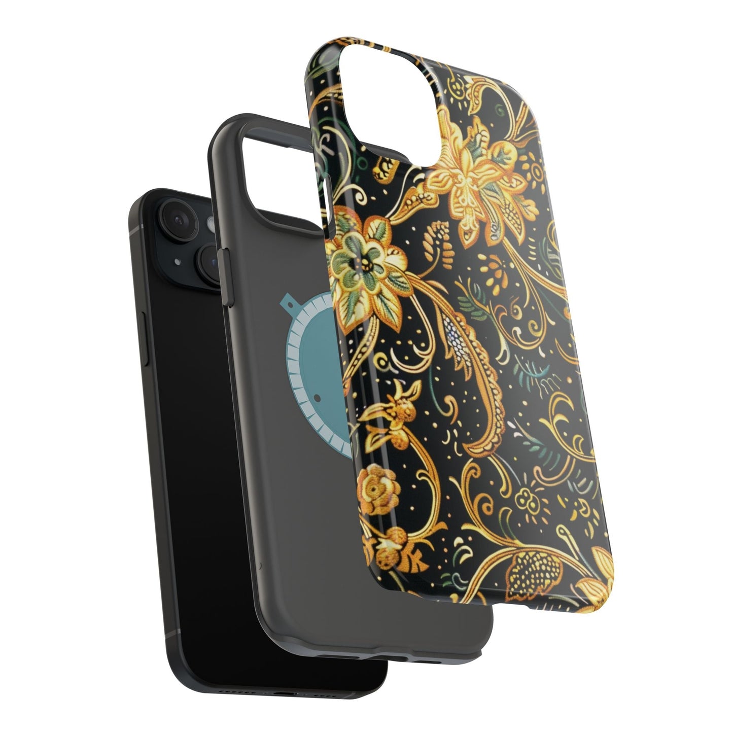 Floral Gold Scroll Magnetic Impact - Resistant Phone Case - DIGITAL X