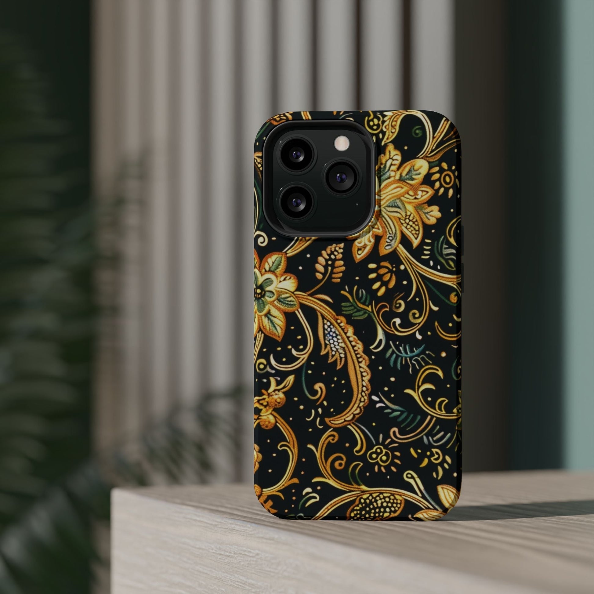 Floral Gold Scroll Magnetic Impact - Resistant Phone Case - DIGITAL X