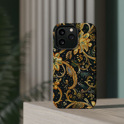 Floral Gold Scroll Magnetic Impact - Resistant Phone Case - DIGITAL X