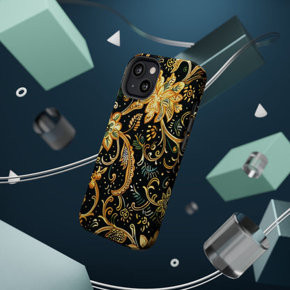 Floral Gold Scroll Magnetic Impact - Resistant Phone Case - DIGITAL X