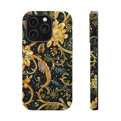 Floral Gold Scroll Magnetic Impact - Resistant Phone Case - DIGITAL X
