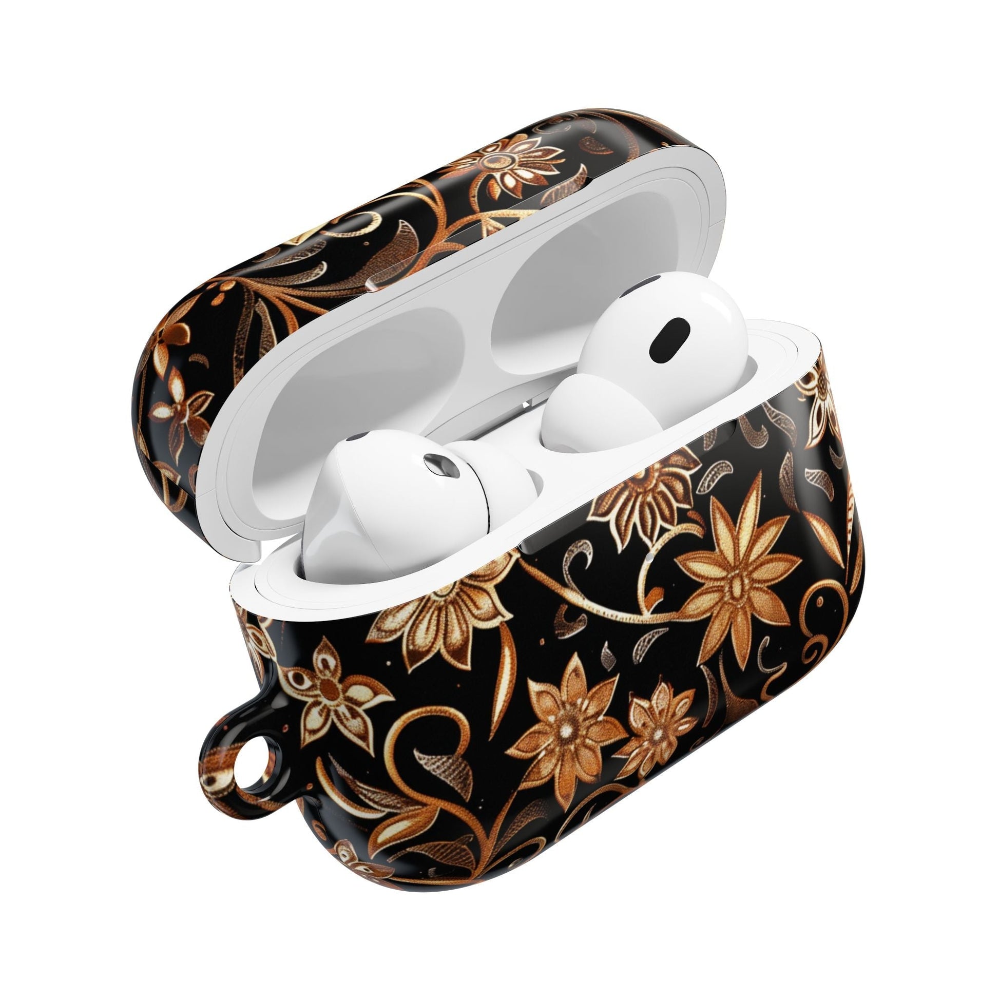 Floral Gold Swirl AirPod Case — Elegant Black & Gold Protective Cover - DIGITAL X