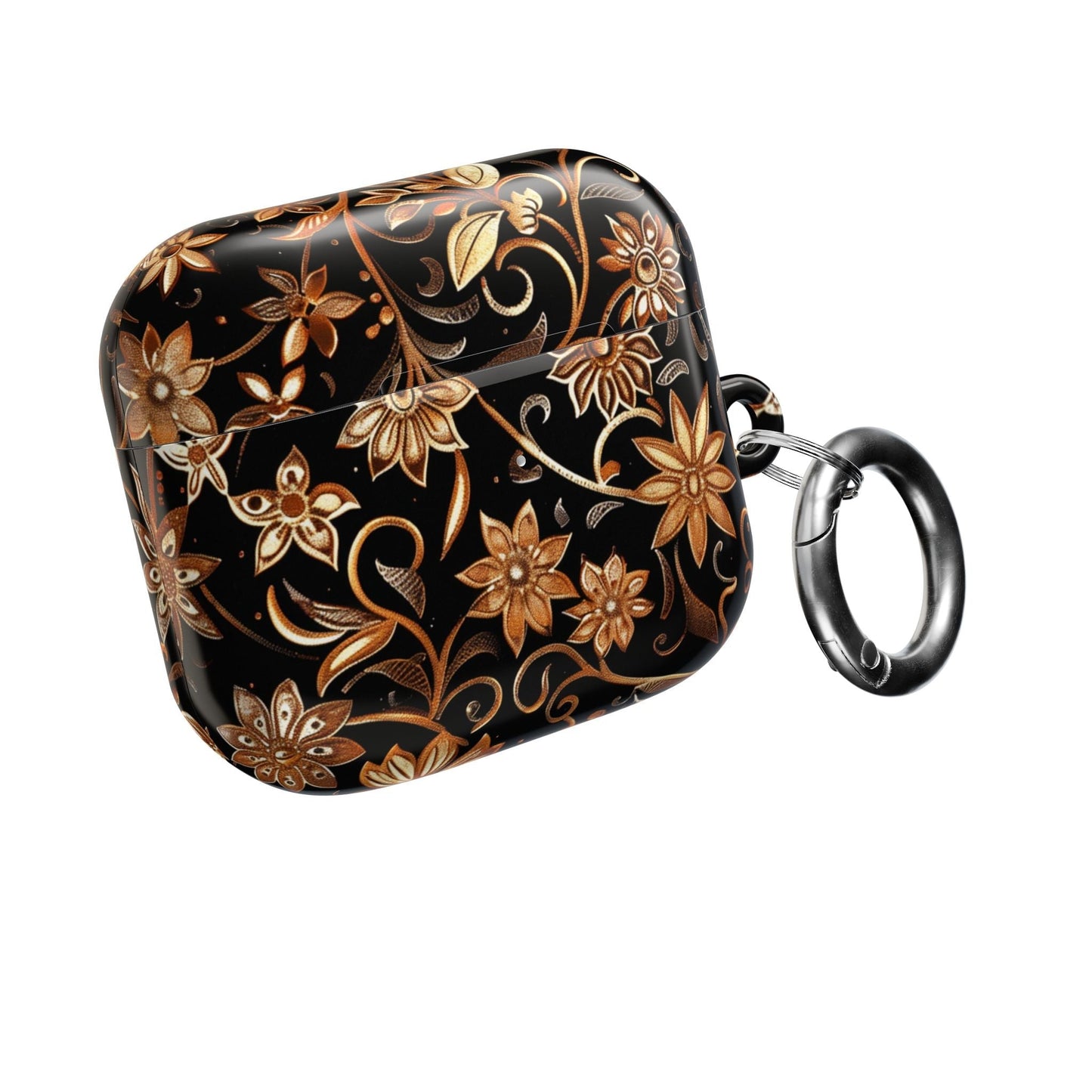 Floral Gold Swirl AirPod Case — Elegant Black & Gold Protective Cover - DIGITAL X