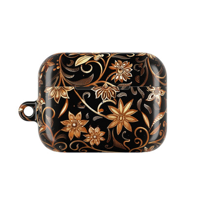 Floral Gold Swirl AirPod Case — Elegant Black & Gold Protective Cover - DIGITAL X