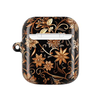 Floral Gold Swirl AirPod Case — Elegant Black & Gold Protective Cover - DIGITAL X