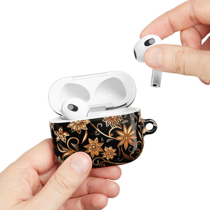 Floral Gold Swirl AirPod Case — Elegant Black & Gold Protective Cover - DIGITAL X