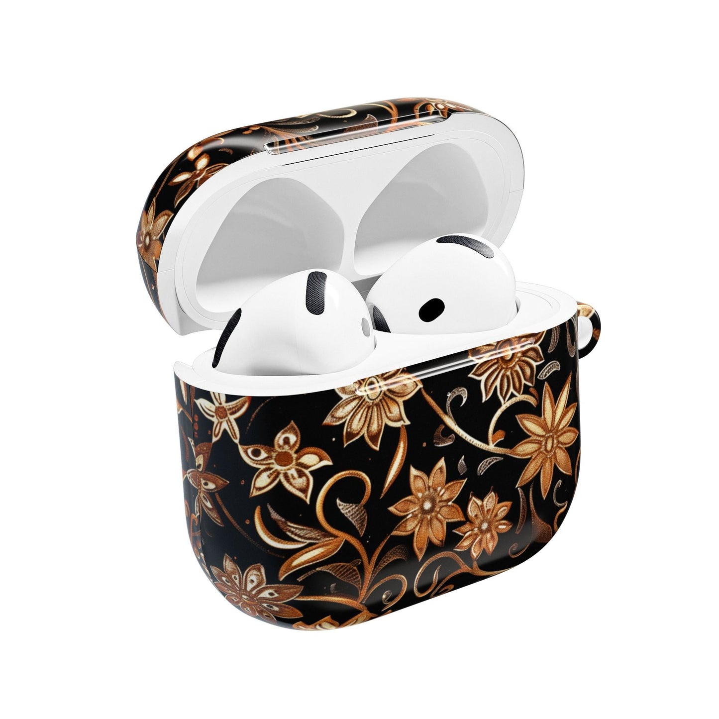 Floral Gold Swirl AirPod Case — Elegant Black & Gold Protective Cover - DIGITAL X