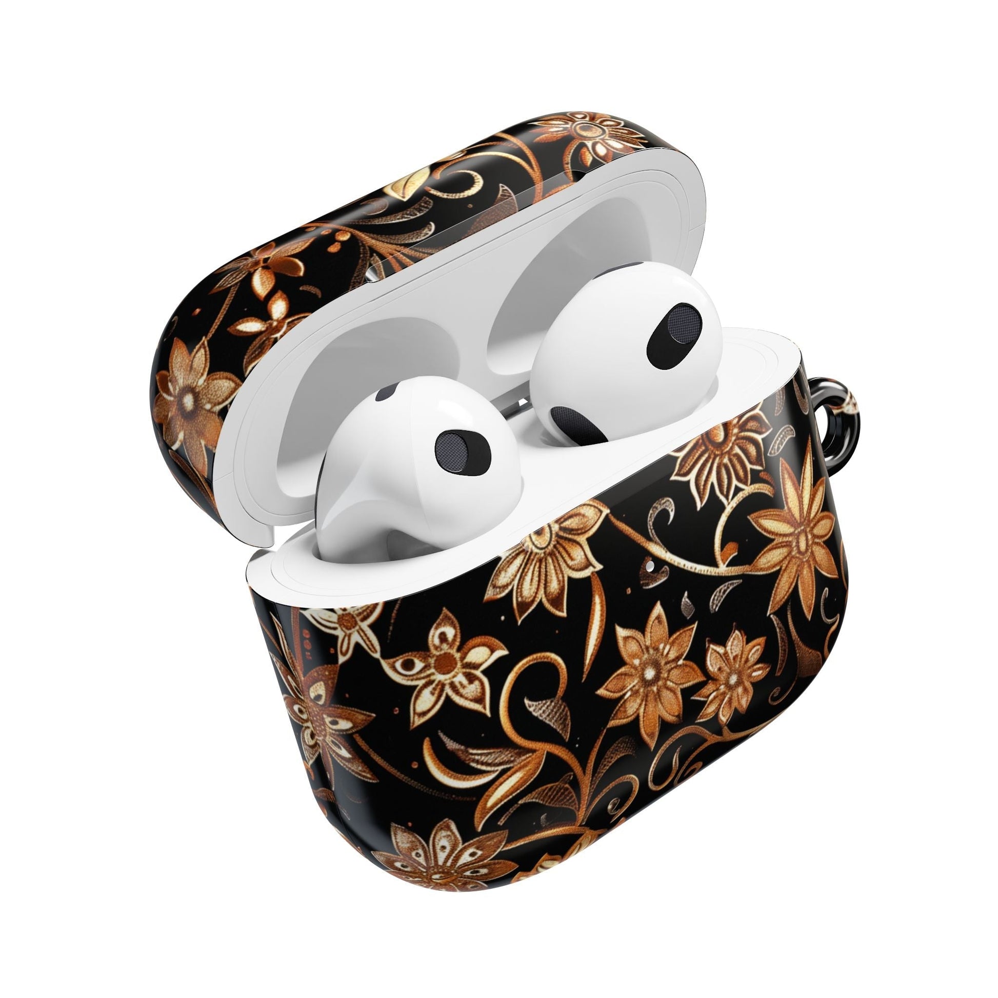 Floral Gold Swirl AirPod Case — Elegant Black & Gold Protective Cover - DIGITAL X