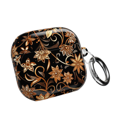 Floral Gold Swirl AirPod Case — Elegant Black & Gold Protective Cover - DIGITAL X