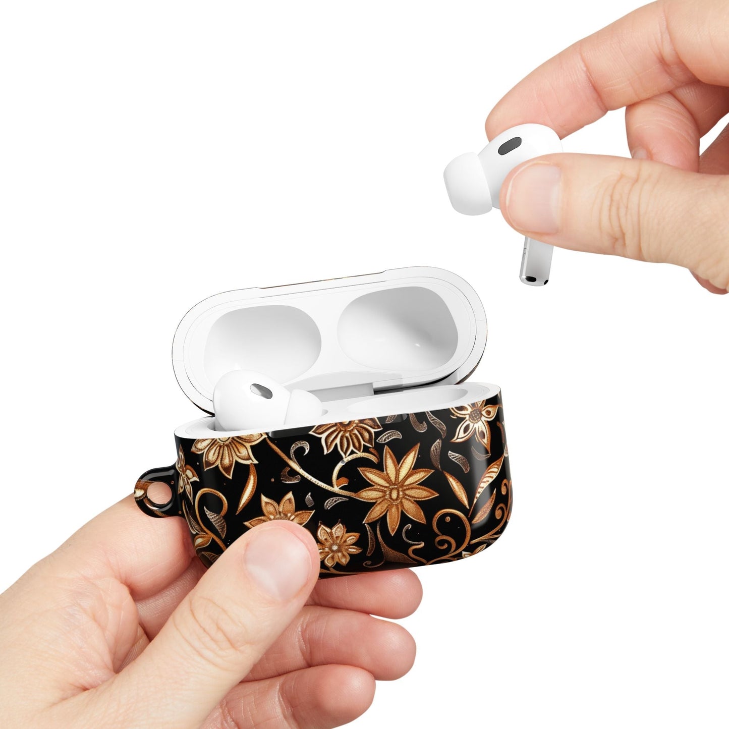 Floral Gold Swirl AirPod Case — Elegant Black & Gold Protective Cover - DIGITAL X