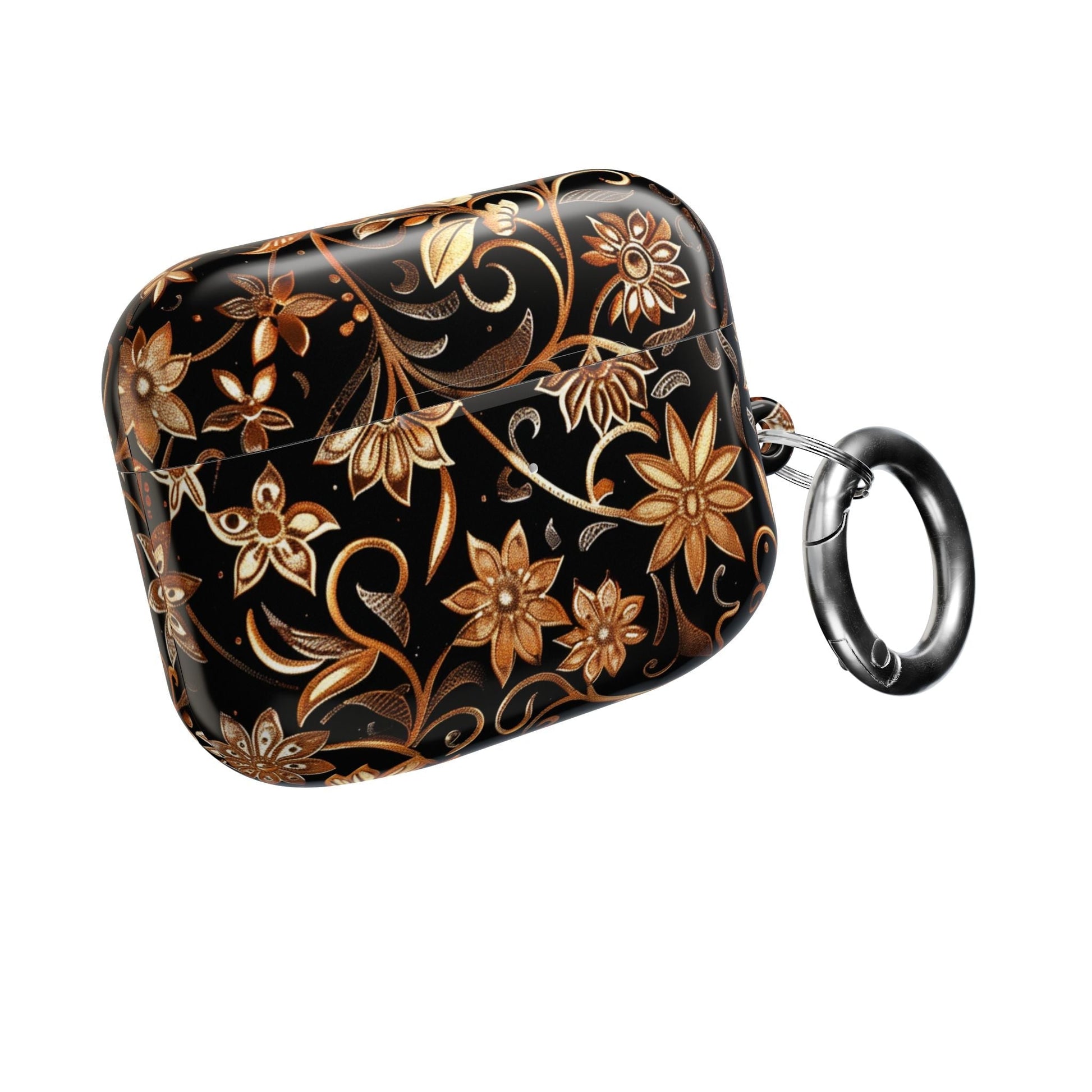 Floral Gold Swirl AirPod Case — Elegant Black & Gold Protective Cover - DIGITAL X