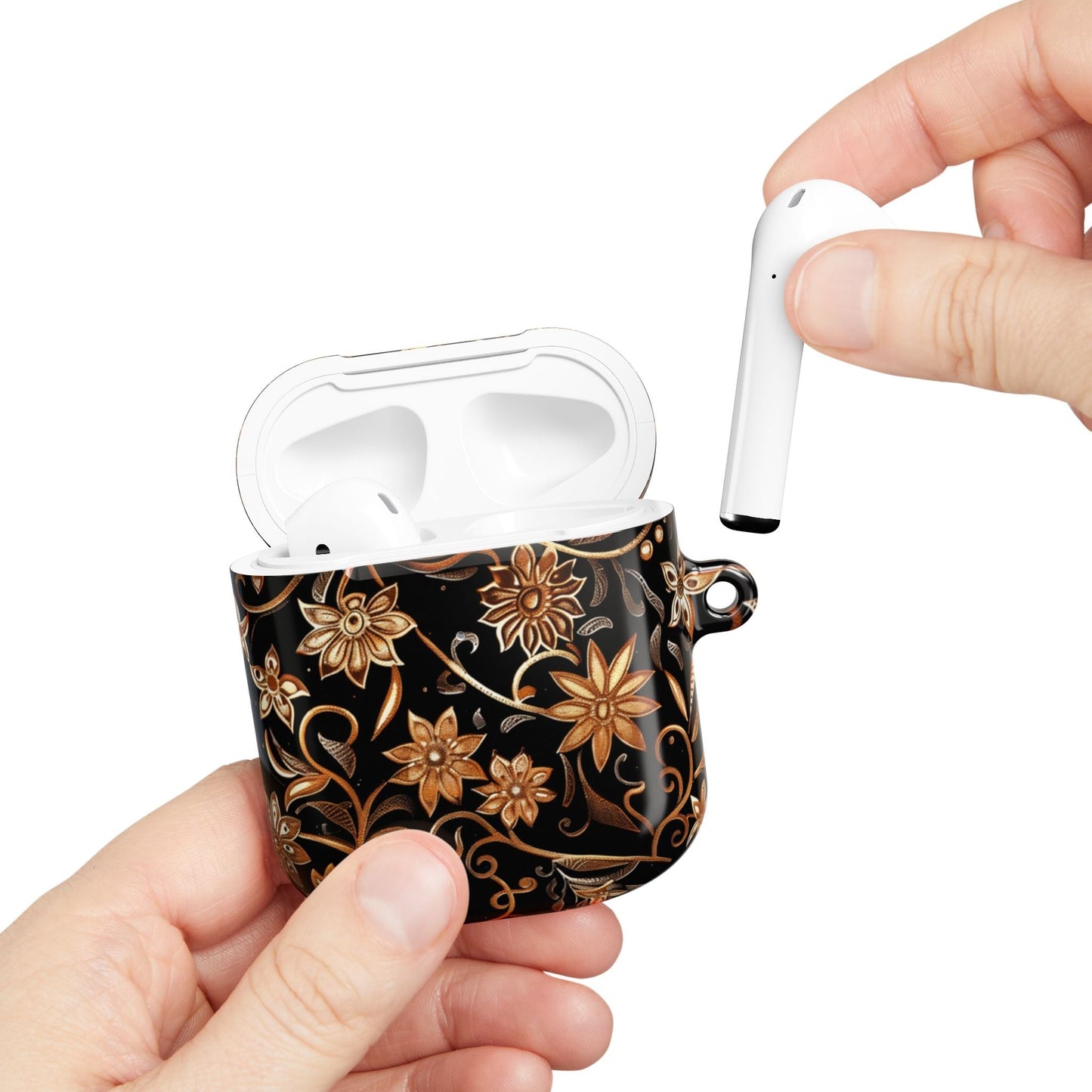 Floral Gold Swirl AirPod Case — Elegant Black & Gold Protective Cover - DIGITAL X
