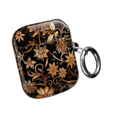 Floral Gold Swirl AirPod Case — Elegant Black & Gold Protective Cover - DIGITAL X