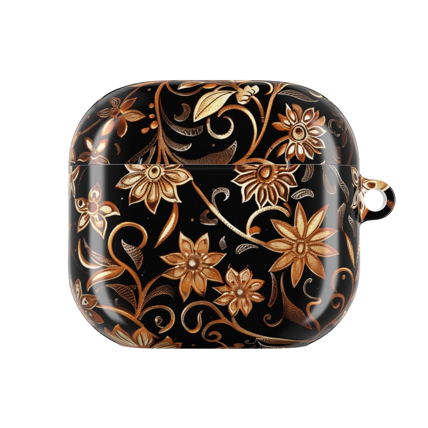 Floral Gold Swirl AirPod Case — Elegant Black & Gold Protective Cover - DIGITAL X