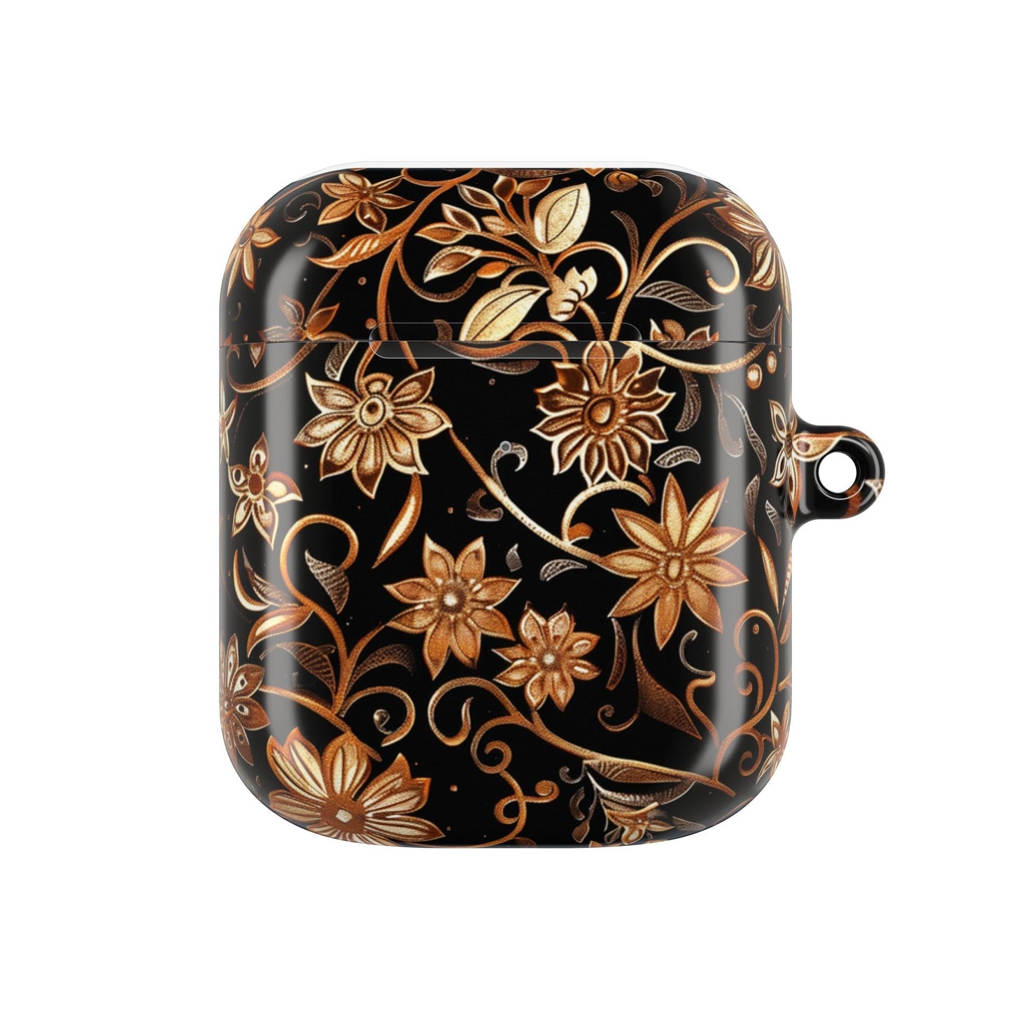 Floral Gold Swirl AirPod Case — Elegant Black & Gold Protective Cover - DIGITAL X