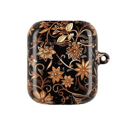 Floral Gold Swirl AirPod Case — Elegant Black & Gold Protective Cover - DIGITAL X