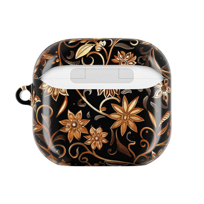 Floral Gold Swirl AirPod Case — Elegant Black & Gold Protective Cover - DIGITAL X
