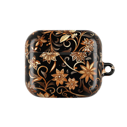 Floral Gold Swirl AirPod Case — Elegant Black & Gold Protective Cover - DIGITAL X