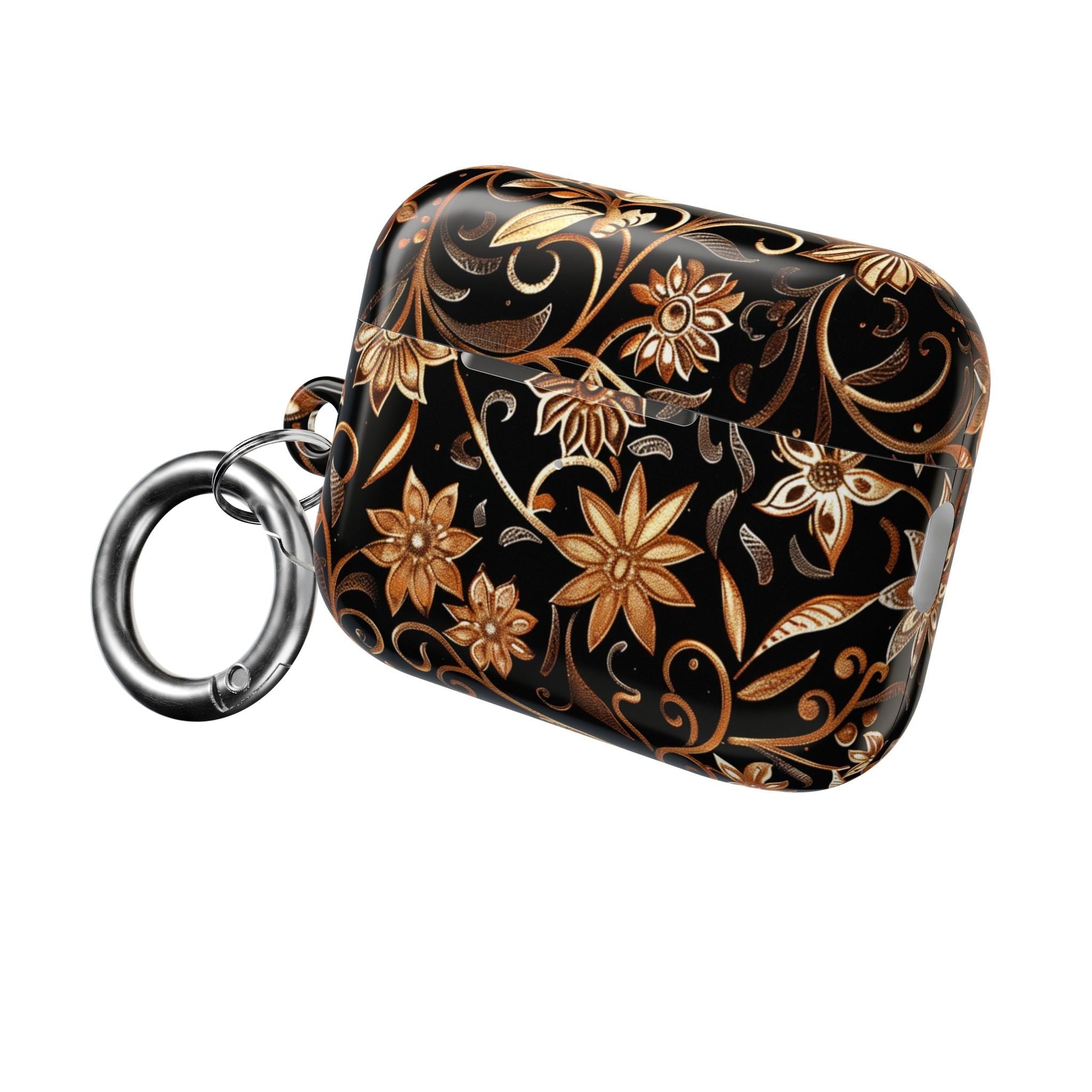 Floral Gold Swirl AirPod Case — Elegant Black & Gold Protective Cover - DIGITAL X