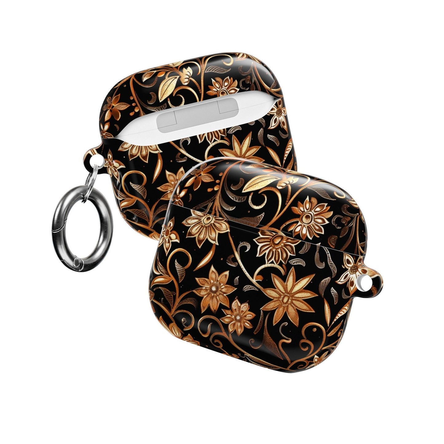Floral Gold Swirl AirPod Case — Elegant Black & Gold Protective Cover - DIGITAL X