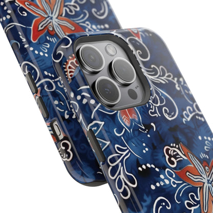 Floral Indigo Magnetic Impact Phone Case - DIGITAL X