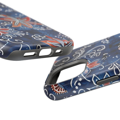 Floral Indigo Magnetic Impact Phone Case - DIGITAL X