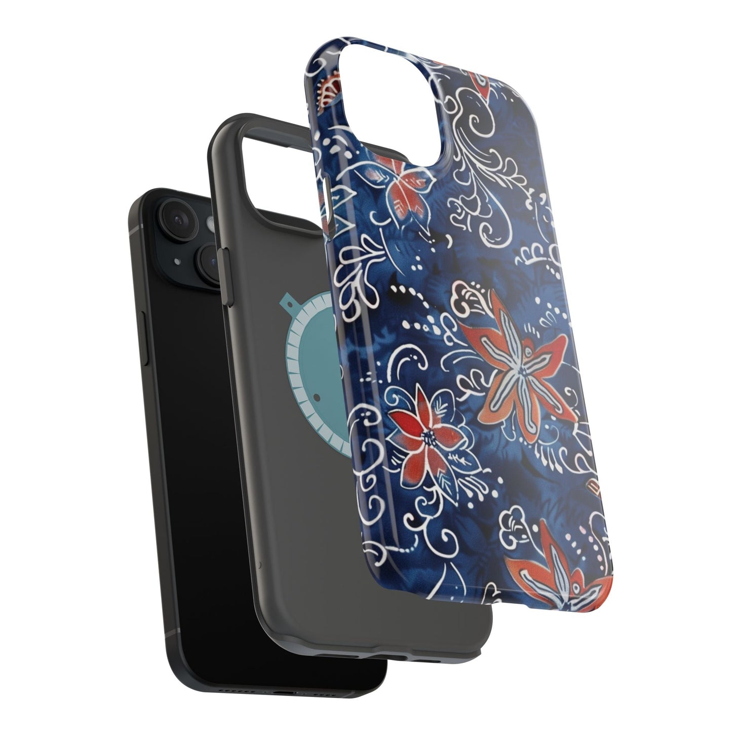 Floral Indigo Magnetic Impact Phone Case - DIGITAL X