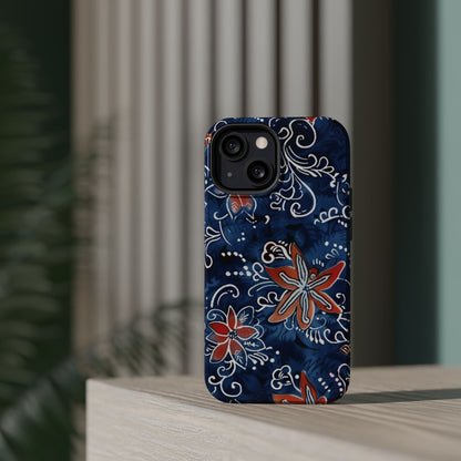 Floral Indigo Magnetic Impact Phone Case - DIGITAL X