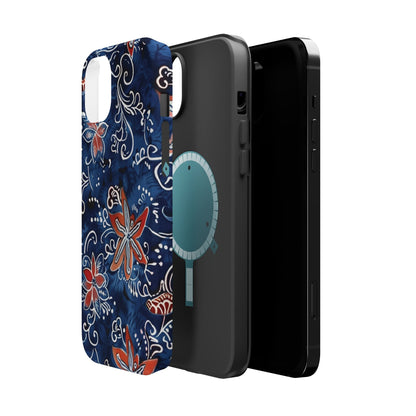Floral Indigo Magnetic Impact Phone Case - DIGITAL X