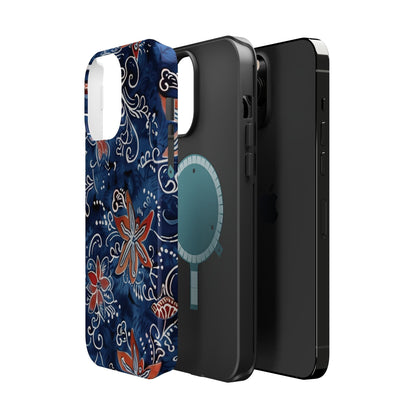 Floral Indigo Magnetic Impact Phone Case - DIGITAL X