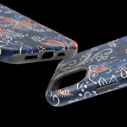 Floral Indigo Magnetic Impact Phone Case - DIGITAL X