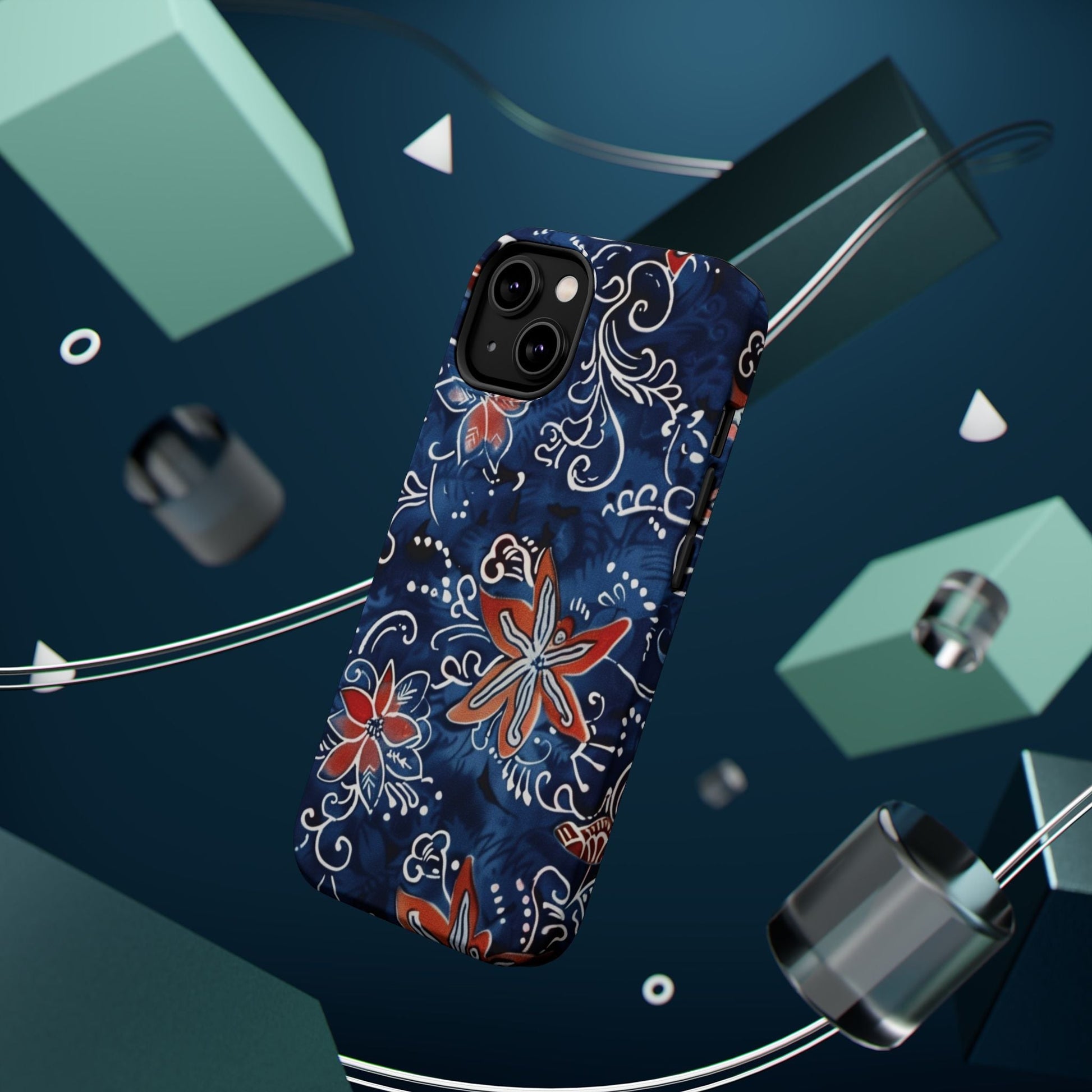 Floral Indigo Magnetic Impact Phone Case - DIGITAL X