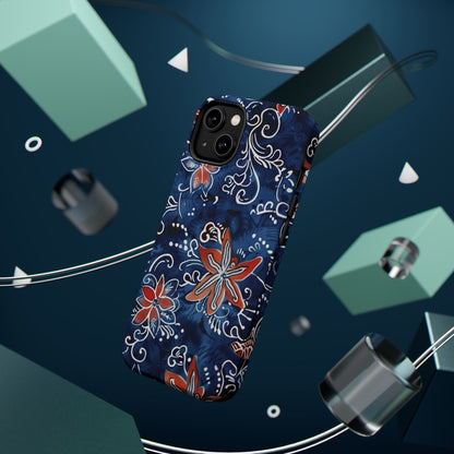 Floral Indigo Magnetic Impact Phone Case - DIGITAL X