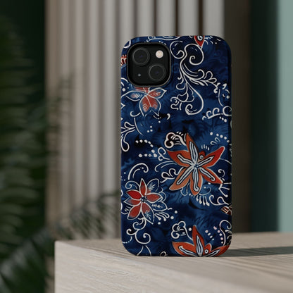 Floral Indigo Magnetic Impact Phone Case - DIGITAL X
