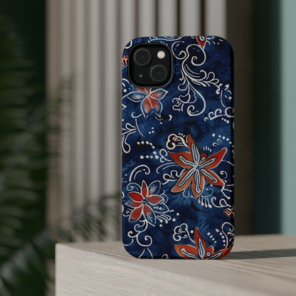 Floral Indigo Magnetic Impact Phone Case - DIGITAL X