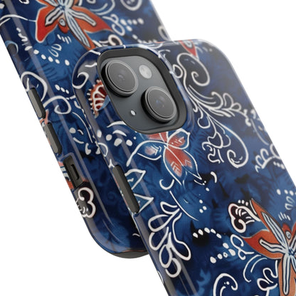 Floral Indigo Magnetic Impact Phone Case - DIGITAL X