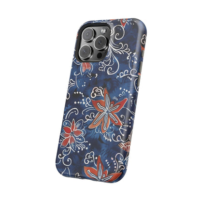 Floral Indigo Magnetic Impact Phone Case - DIGITAL X