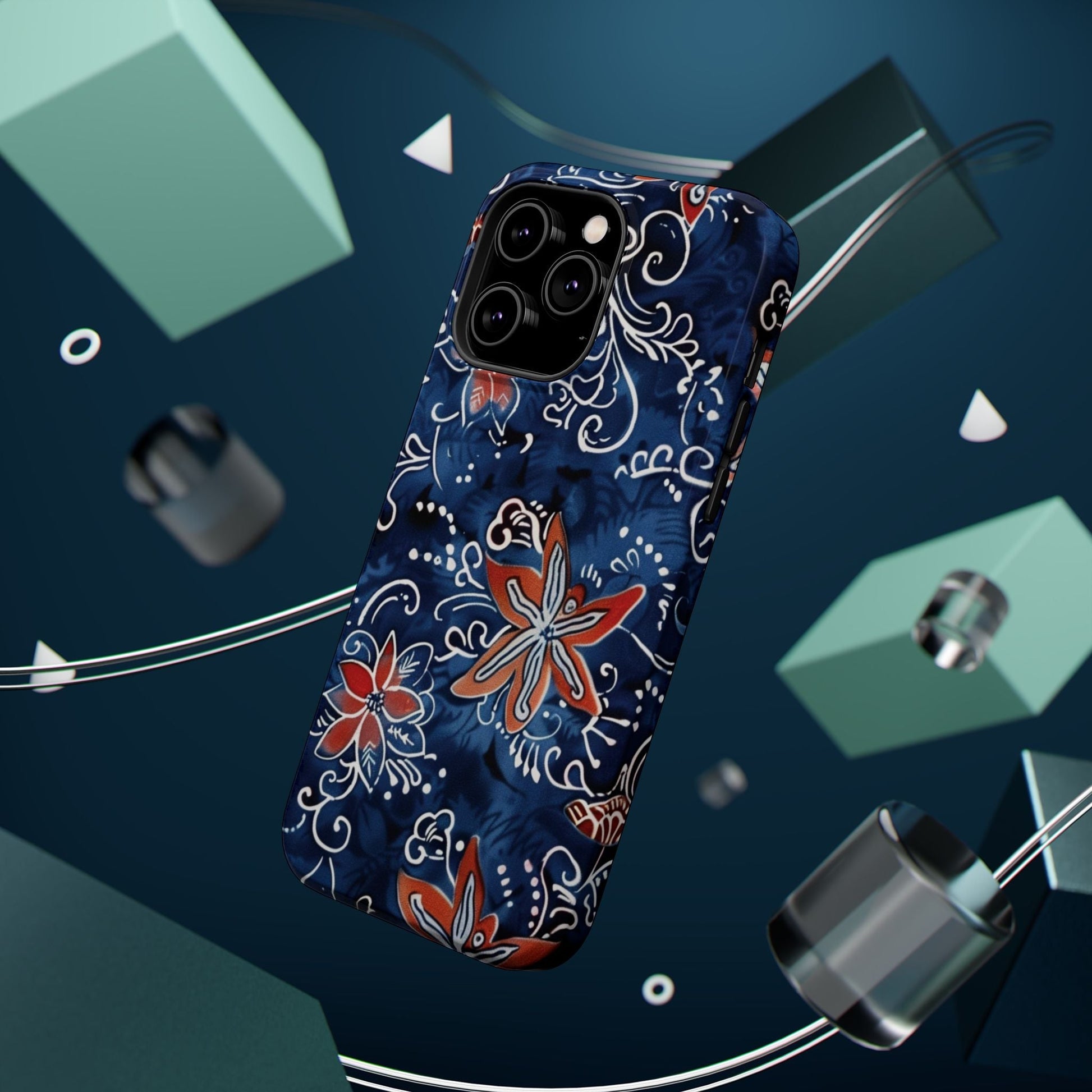 Floral Indigo Magnetic Impact Phone Case - DIGITAL X