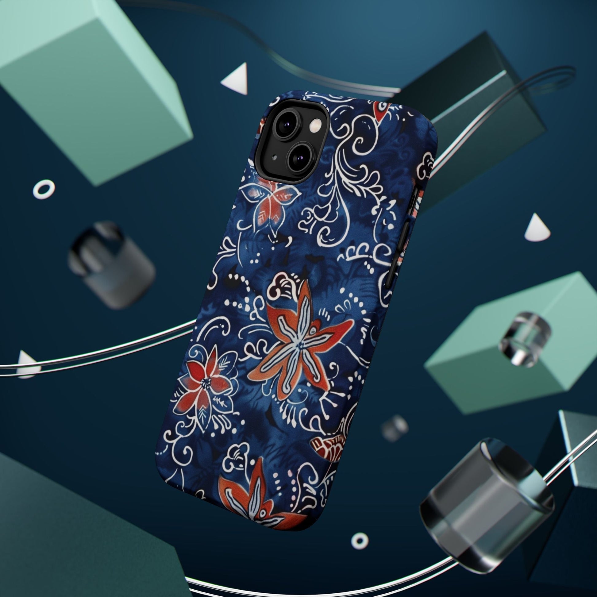 Floral Indigo Magnetic Impact Phone Case - DIGITAL X