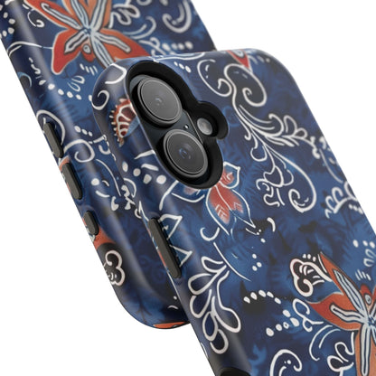 Floral Indigo Magnetic Impact Phone Case - DIGITAL X