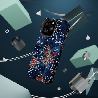 Floral Indigo Magnetic Impact Phone Case - DIGITAL X