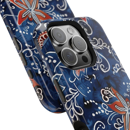 Floral Indigo Magnetic Impact Phone Case - DIGITAL X
