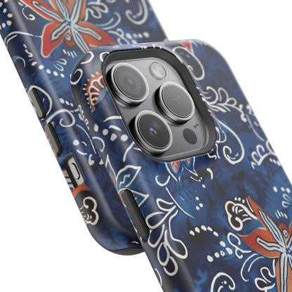 Floral Indigo Magnetic Impact Phone Case - DIGITAL X