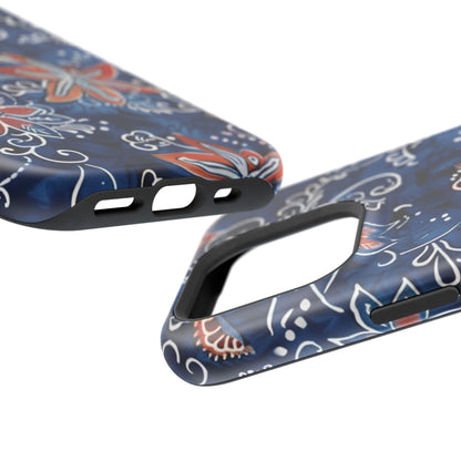 Floral Indigo Magnetic Impact Phone Case - DIGITAL X