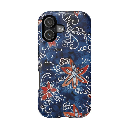 Floral Indigo Magnetic Impact Phone Case - DIGITAL X