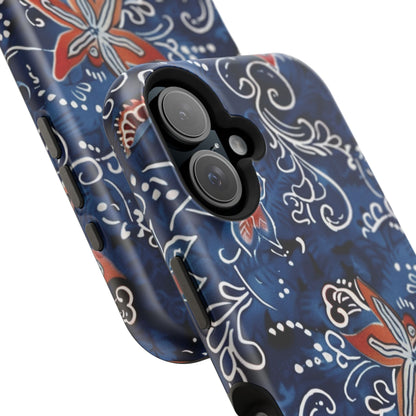 Floral Indigo Magnetic Impact Phone Case - DIGITAL X