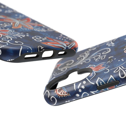 Floral Indigo Magnetic Impact Phone Case - DIGITAL X