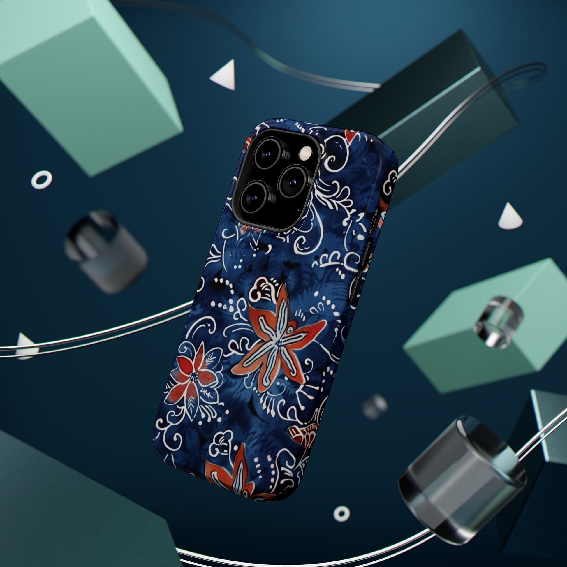 Floral Indigo Magnetic Impact Phone Case - DIGITAL X