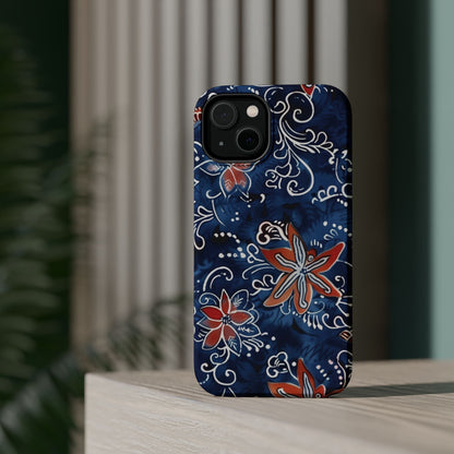 Floral Indigo Magnetic Impact Phone Case - DIGITAL X